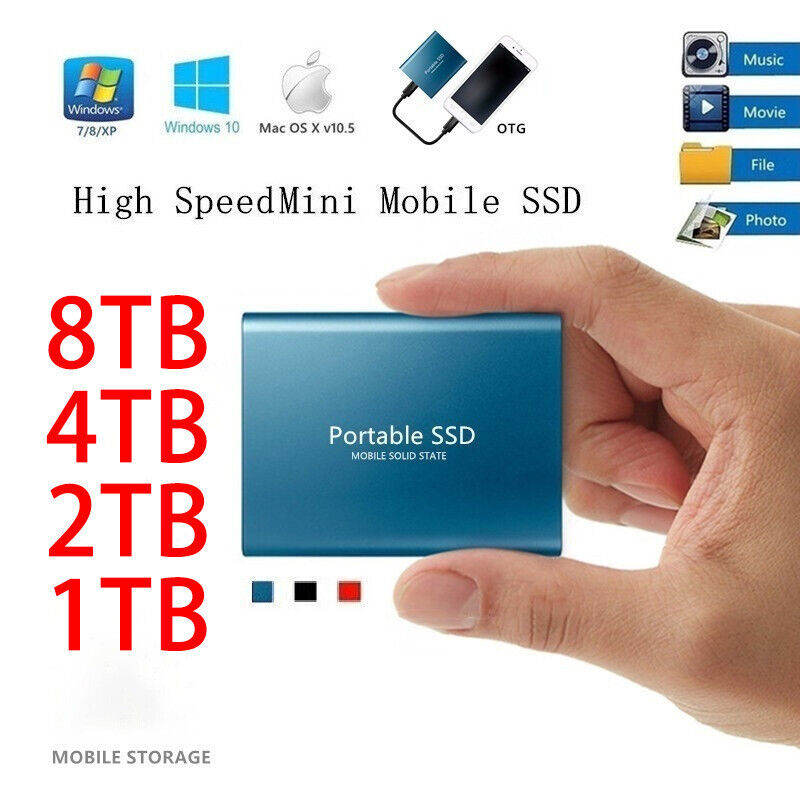 Portable SSD USB 3.1 Mobile Solid State Hard Drive Type C High Speed Hard Disk 500G 1TB 2TB 4TB 6TB 8TB 10TB 12TB 14TB 16TB